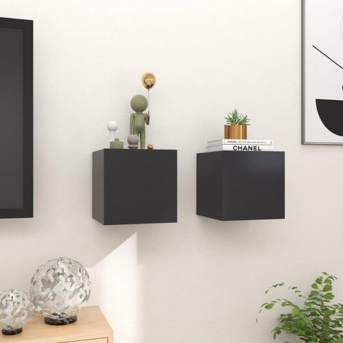 Væghængte tv-skabe 2 stk. 30,5x30x30 cm grå