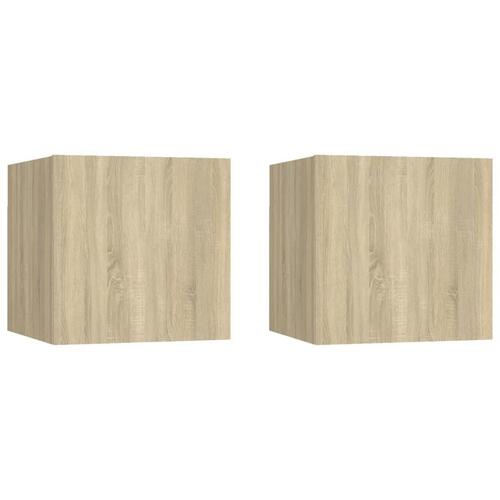 Væghængte skabe 2 stk. 30,5x30x30 cm sonoma-eg
