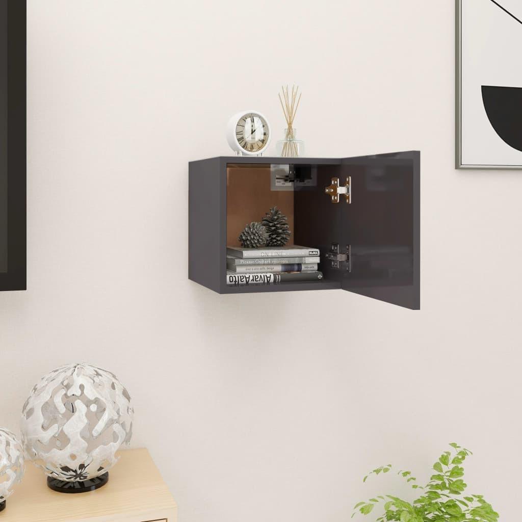 Væghængt tv-skab 30,5x30x30 cm grå højglans