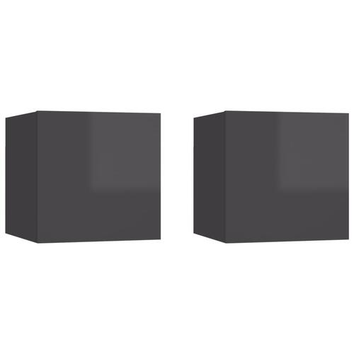 Væghængte tv-skabe 2 stk. 30,5x30x30 cm grå højglans