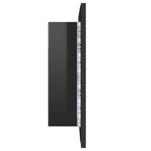 Badeværelsesskab m. spejl+LED-lys 60x12x45 akryl sort højglans