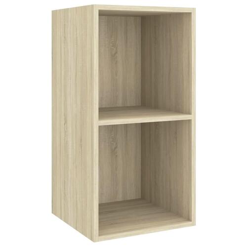 Væghængt tv-bord 37x37x72 cm konstrueret træ sonoma-eg