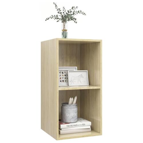 Væghængt tv-bord 37x37x72 cm konstrueret træ sonoma-eg