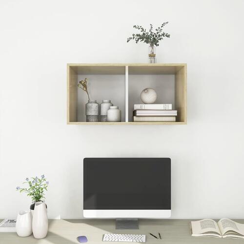 Væghængt tv-skab 37x37x72cm konstrueret træ sonoma-eg og hvid