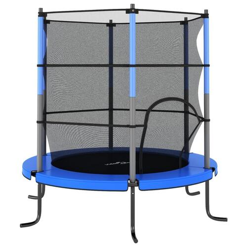 Trampolinsæt med sikkerhedsnet 140x160 cm rund blå