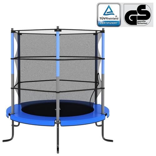 Trampolinsæt med sikkerhedsnet 140x160 cm rund blå