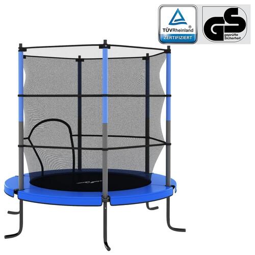 Trampolinsæt med sikkerhedsnet 140x160 cm rund blå