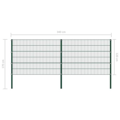 Hegnspaneler med stolper 3,4 x 1,2 m jern grøn
