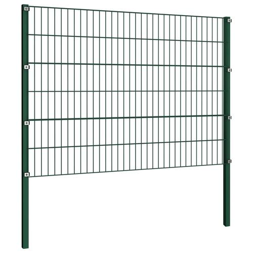 Hegnspaneler med stolper 15,3 x 1,2 m jern grøn