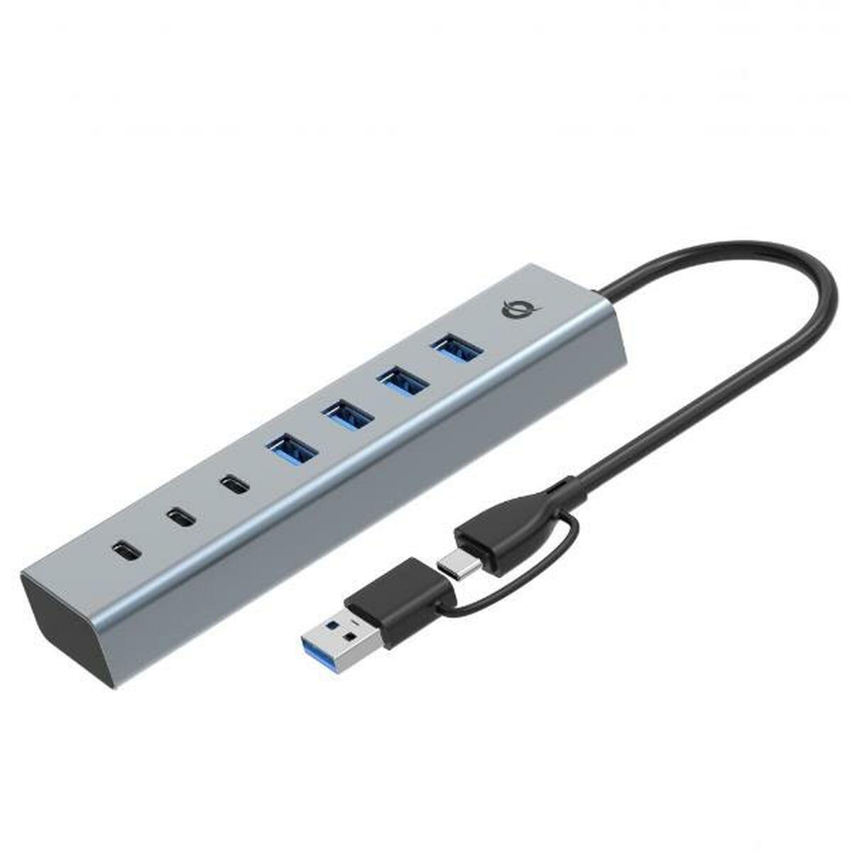 Conceptronic 7-ports USB-hub HUBBIES20G - sølv