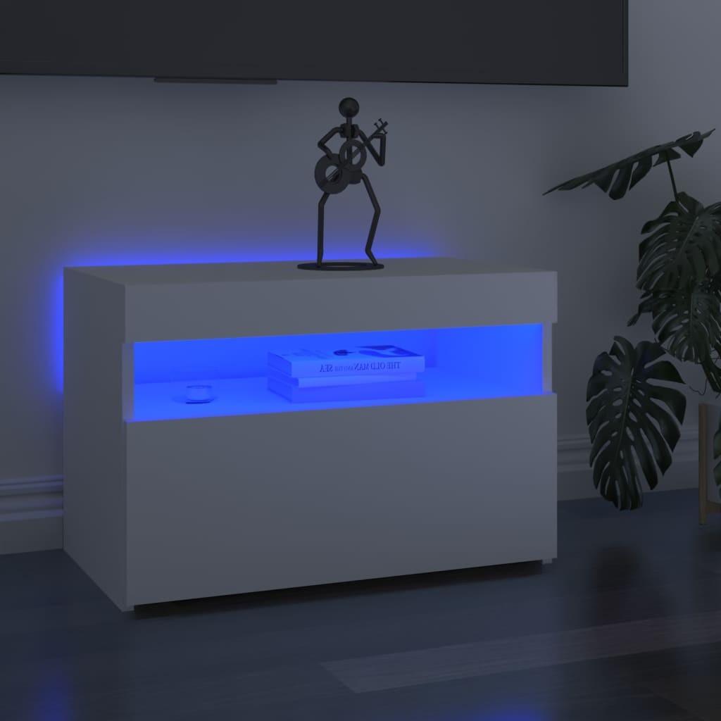 Tv-bord med LED-lys 60x35x40 cm hvid