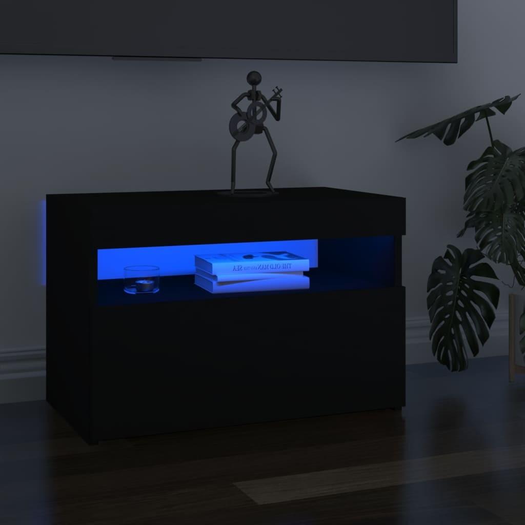 Tv-bord med LED-lys 60x35x40 cm sort