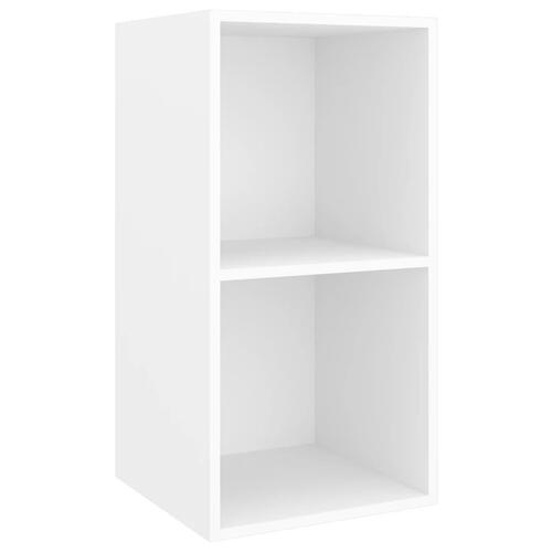 Væghængt tv-bord 37x37x72 cm konstrueret træ hvid