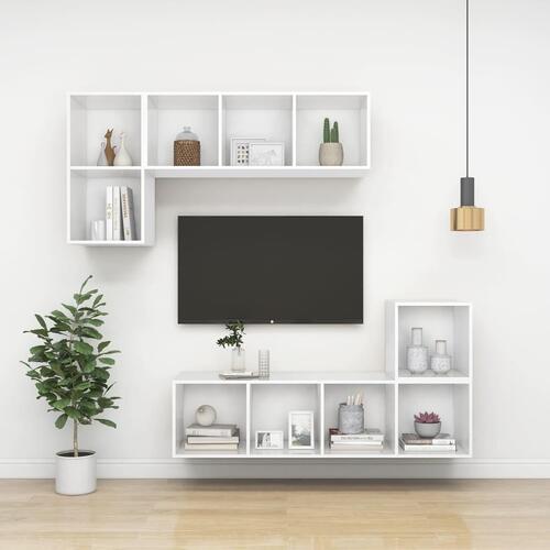 Væghængt tv-bord 37x37x72 cm konstrueret træ hvid