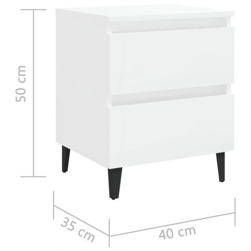 Sengeskab 40x35x50 cm konstrueret træ hvid højglans
