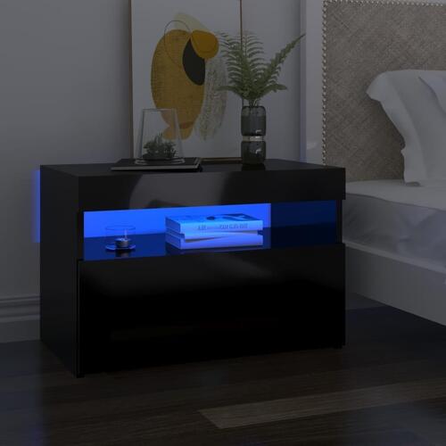 Tv-borde med LED-lys 2 stk. 60x35x40 cm sort højglans