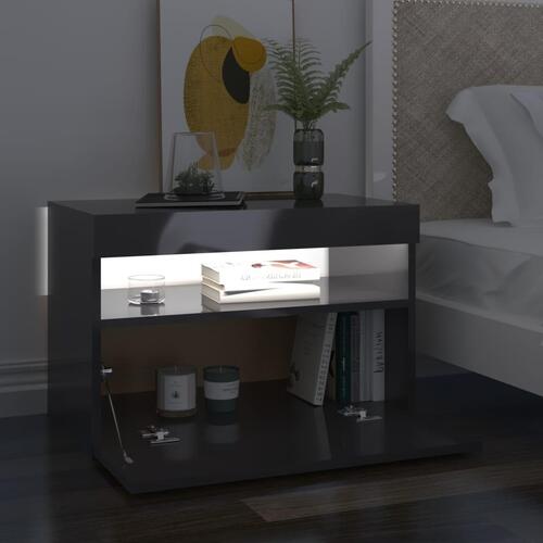 Tv-borde med LED-lys 2 stk. 60x35x40 cm grå højglans