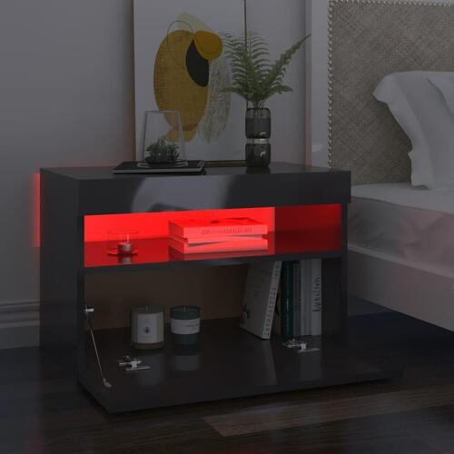 Tv-borde med LED-lys 2 stk. 60x35x40 cm grå højglans