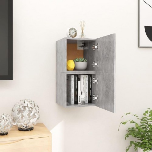Væghængte tv-skabe - sæt á 2, 30,5 × 30 × 30 cm, betongrå