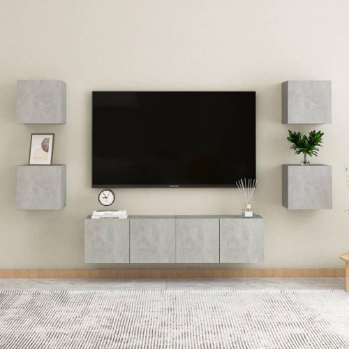 Væghængte tv-skabe - sæt á 2, 30,5 × 30 × 30 cm, betongrå