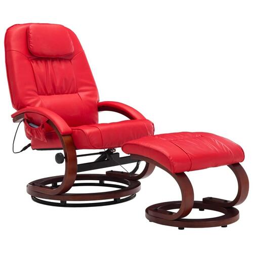 Massagelænestol med fodskammel kunstlæder rød