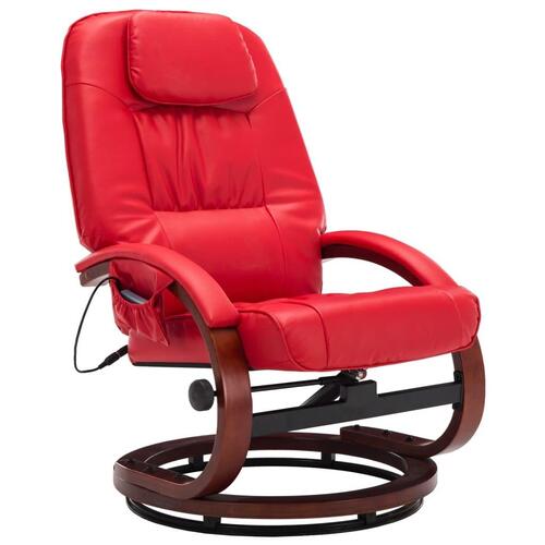 Massagelænestol med fodskammel kunstlæder rød