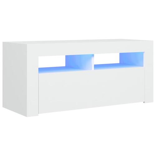 Tv-skab med LED-lys 90x35x40 cm hvid