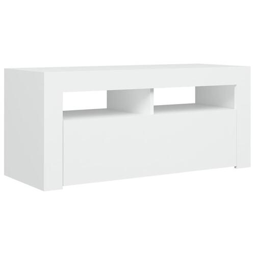 Tv-skab med LED-lys 90x35x40 cm hvid