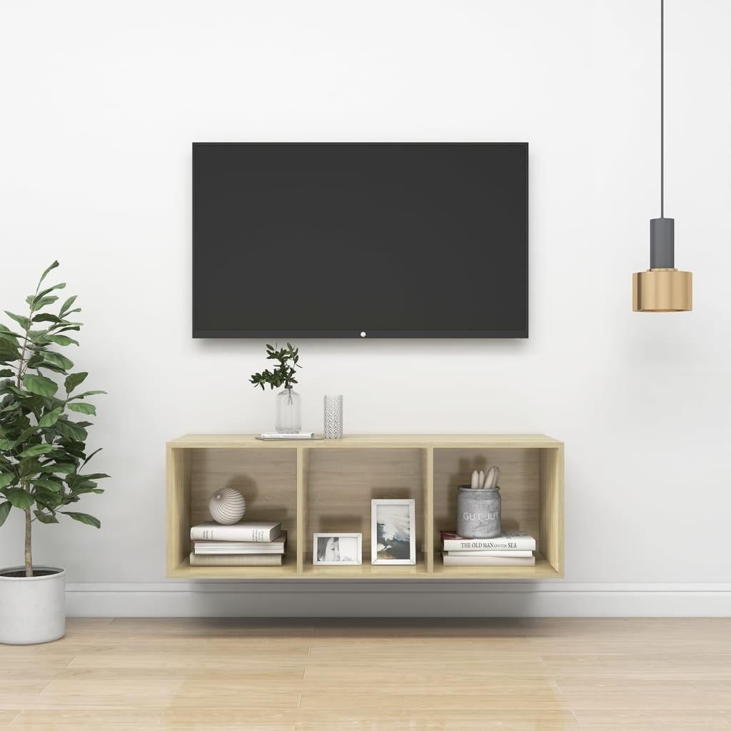 Væghængt tv-skab 37x37x107cm spånplade sonoma-eg