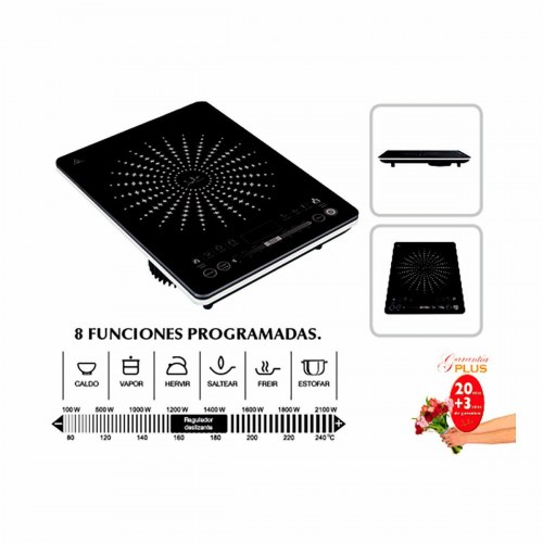 Induktionsplade JATA Sort 2100 W