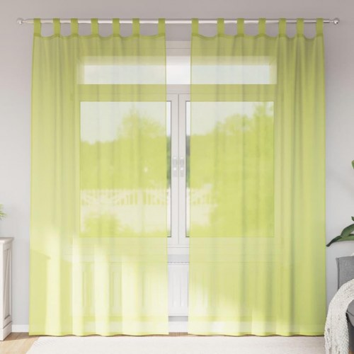 Voile-gardiner med fane i toppen - 2 stk., æblegrøn 140 × 225 cm