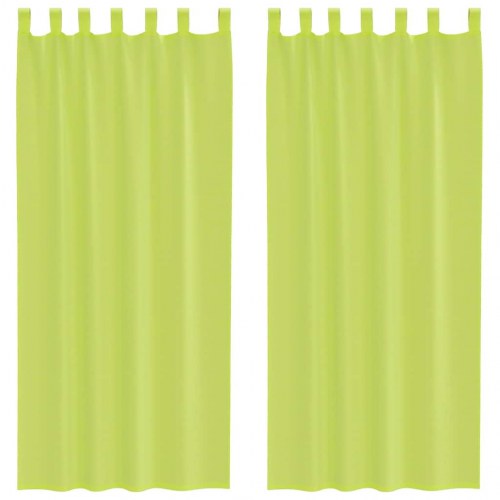 Voile-gardiner med fane i toppen - 2 stk., æblegrøn 140 × 225 cm