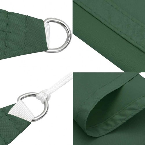 Solsejl 7×5×5 m - mørkegrøn, 100 % polyester oxford med PU-belægning