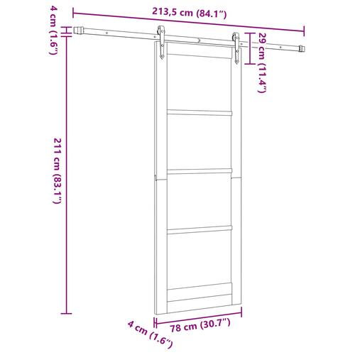 Skydedør ORKDAL Brun 78 x 211 cm Massivt fyrretræ