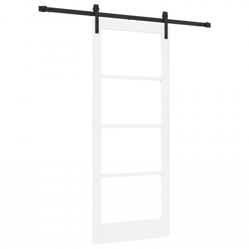Glidedør med hardware sæt 'ORKDAL'Hvid Solid Træ & Glas, Indvendig dør med glas 'ORKDAL'Hvid 83x202x4 cm