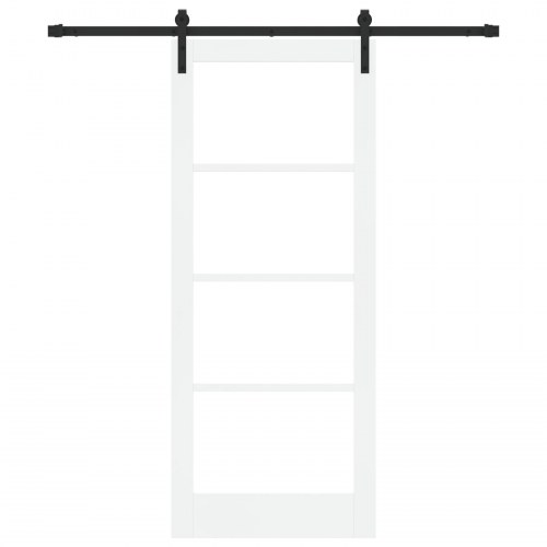 Glidedør med hardware sæt 'ORKDAL'Hvid Solid Træ & Glas, Indvendig dør med glas 'ORKDAL'Hvid 83x202x4 cm