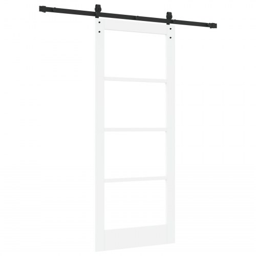 Glidedør med hardware sæt 'ORKDAL'Hvid Solid Træ & Glas, Indvendig dør med glas 'ORKDAL'Hvid 83x202x4 cm