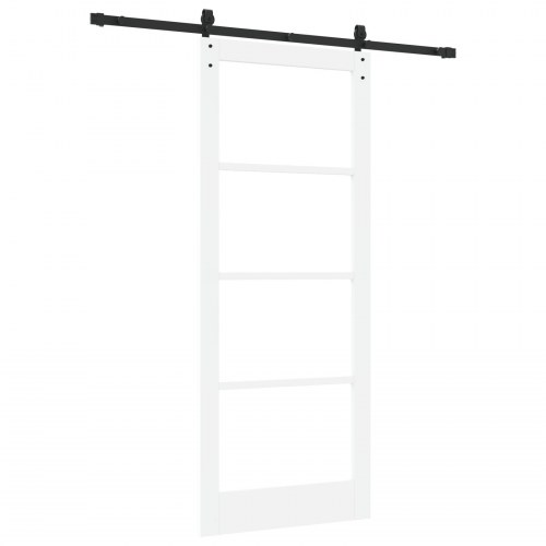 Skydedør med hardware sæt "ORKDAL" Hvid massivt træ & glas, Indendørs dør med glas "ORKDAL" Hvid 86x211x4 cm