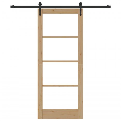 Skydedør med hardware sæt 83x202 cm solidt fyrretræ, Indvendig dør med glas 'ORKDAL'83x202x4 cm solidt fyrretræ