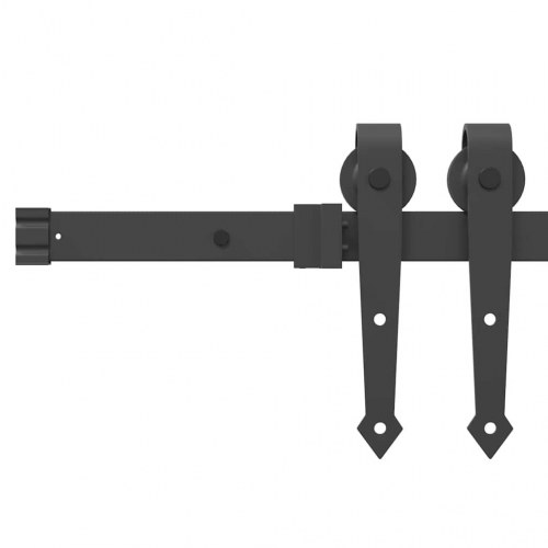 Skydedør med hardware sæt 83x202 cm solidt fyrretræ, Indvendig dør med glas 'ORKDAL'83x202x4 cm solidt fyrretræ