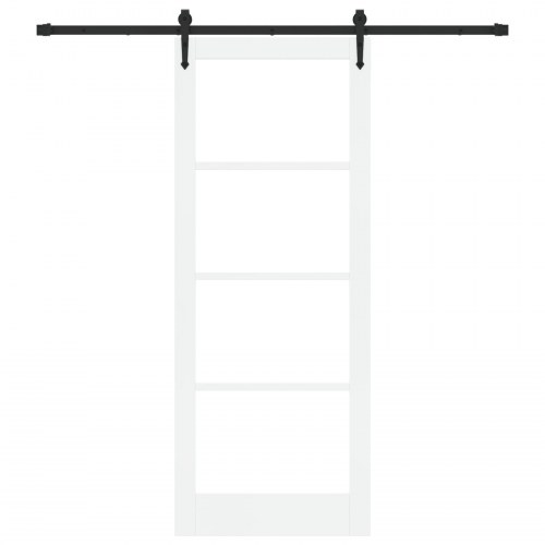 Skydedør med hardware sæt hvid 83x211 cm solid fyrretræ, indvendig dør med glas 'ORKDAL'hvid 83x211x4 cm