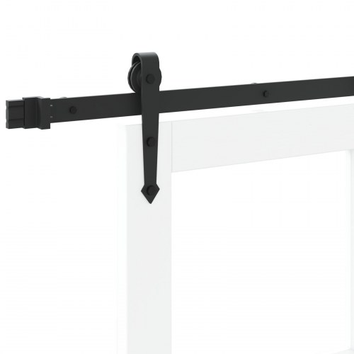 Skydedør med hardware sæt hvid 83x211 cm solid fyrretræ, indvendig dør med glas 'ORKDAL'hvid 83x211x4 cm