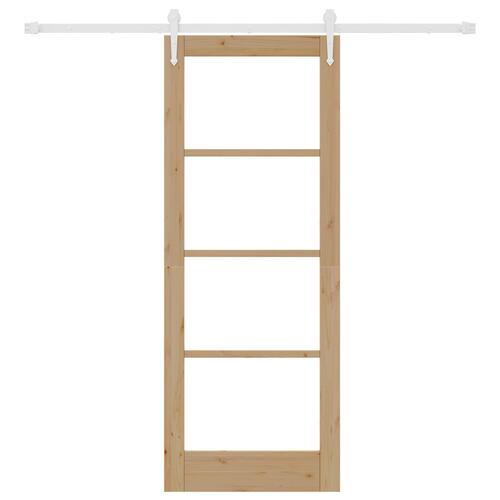 Skydedør med beslag sæt 78x202 cm massivt træ fyrretræ, Indvendig dør med glas 'ORKDAL'78x202x4 cm massivt træ fyrretræ