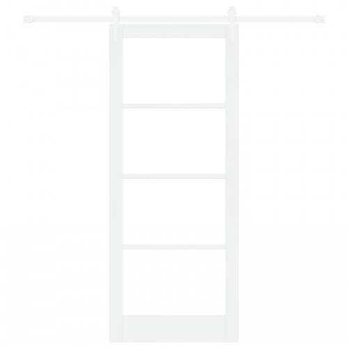 Skydedør med hardware sæt Hvid 86x211 cm Massivt træ fyr, Indvendig dør med glas 'ORKDAL'Hvid 86x211x4 cm