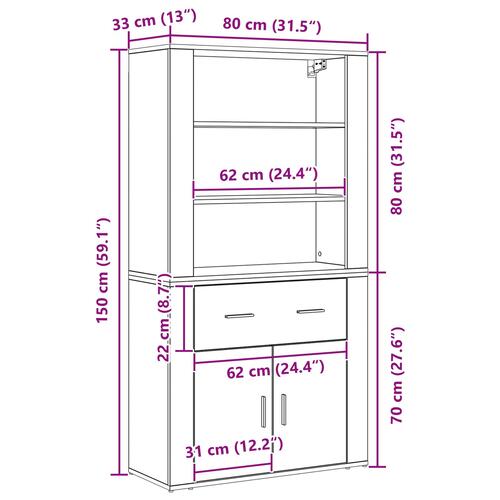 Highboard Sort Egetræ Ingeniørtræ