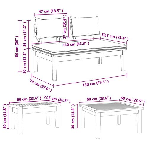 5-personers have spisebordssæt i solid træ, 2-personers have bænk sæt i solid træ, have bord 60x60x30 cm i solid træ