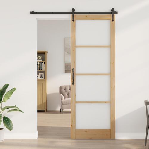 Indvendig Dør med Glas "ORKDAL" 83x232x4 cm Massivt Fyrretræ