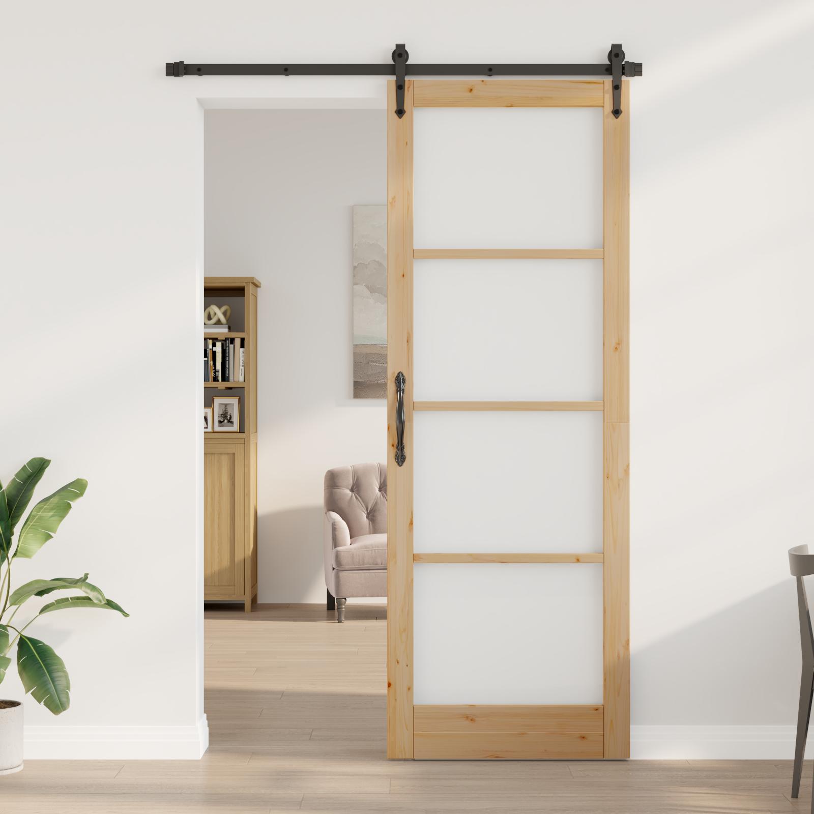 Indvendig Dør med Glas "ORKDAL" 83x232x4 cm Massivt Fyrretræ