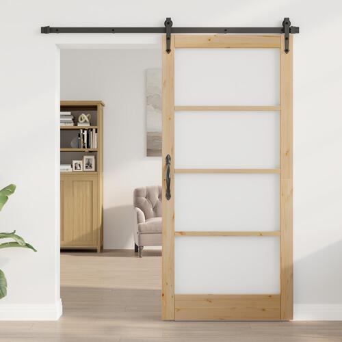Indvendig Dør med Glas "ORKDAL" 93x202x4 cm Massiv Træ Fyr