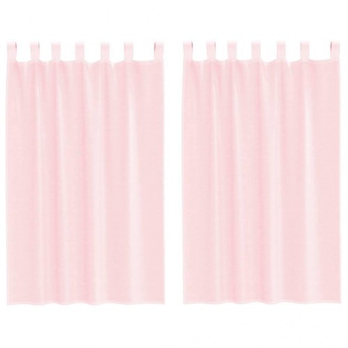 Voile-gardiner med løkker, 2 stk. 140×175 cm - lyserød